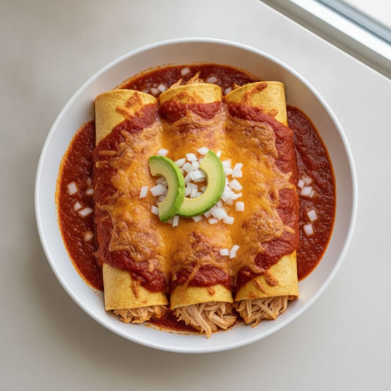 Chicken Enchiladas with Red Chili Sauce