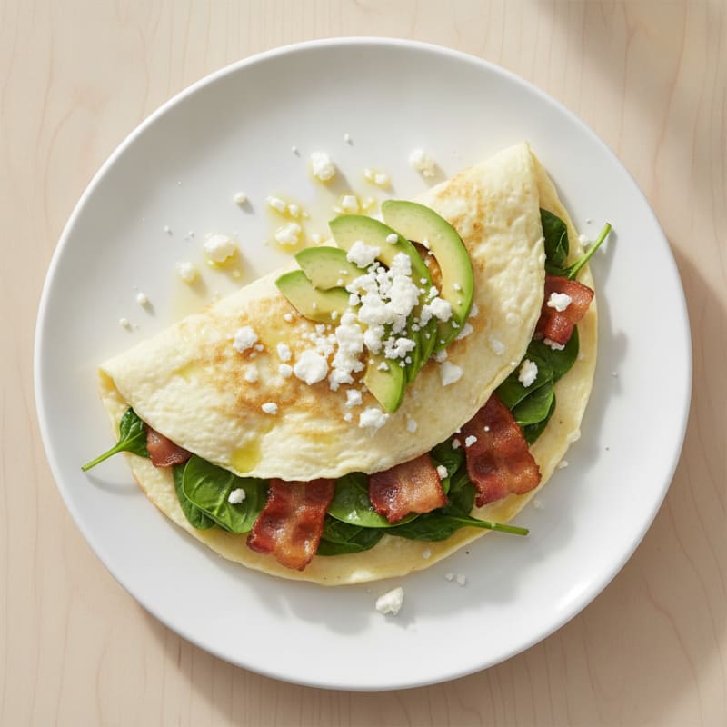Egg White Omelette with Spinach and Turkey Bacon