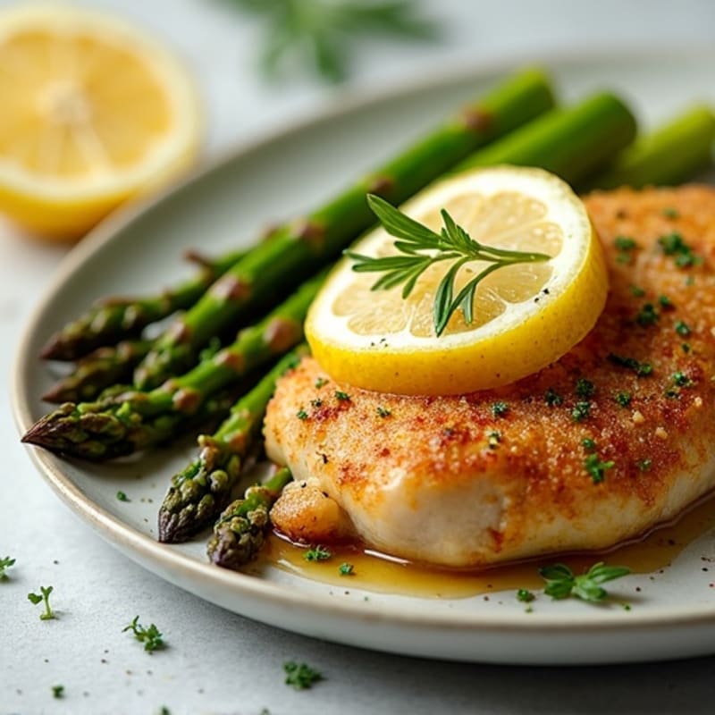 Crispy Lemon-Herb Chicken with Roasted Asparagus