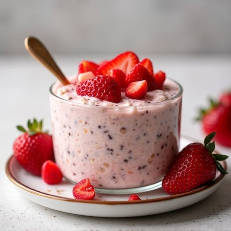 Creamy Strawberry Protein Overnight Oats