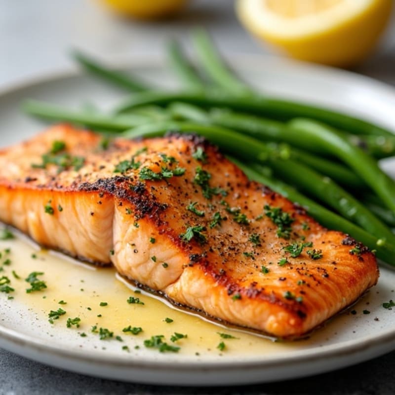 Herb-Crusted Pan Seared Salmon with Lemon