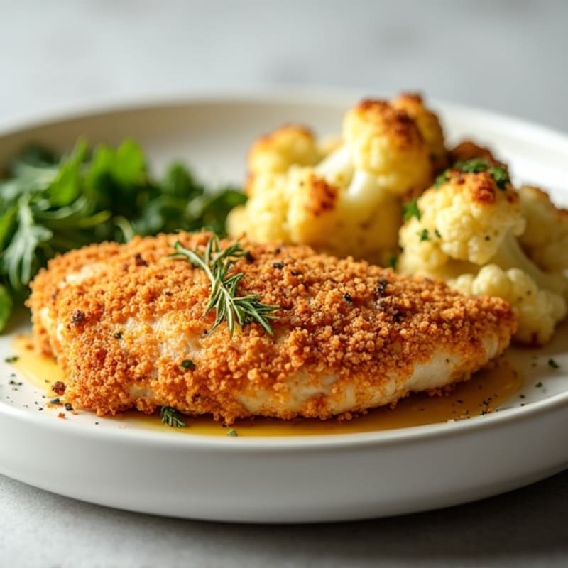Crispy Almond-Crusted Chicken with Herb-Roasted Cauliflower