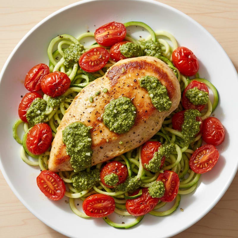 Pesto Chicken with Roasted Tomatoes