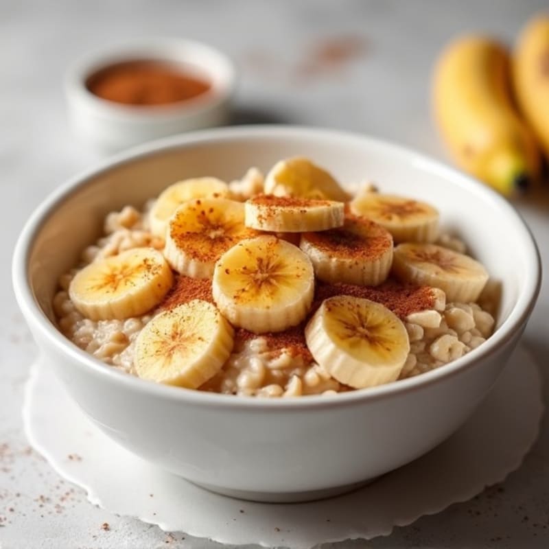 Cinnamon-Spiced Caramelized Banana Oatmeal Bowl