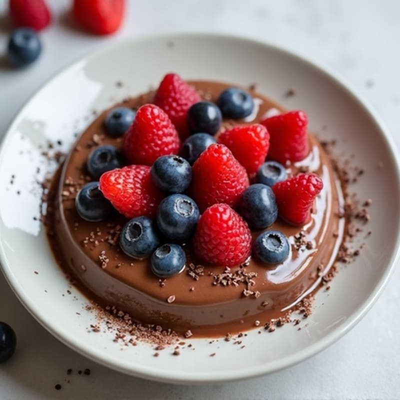 Silky Chocolate Protein Pudding with Chia and Mixed Berries
