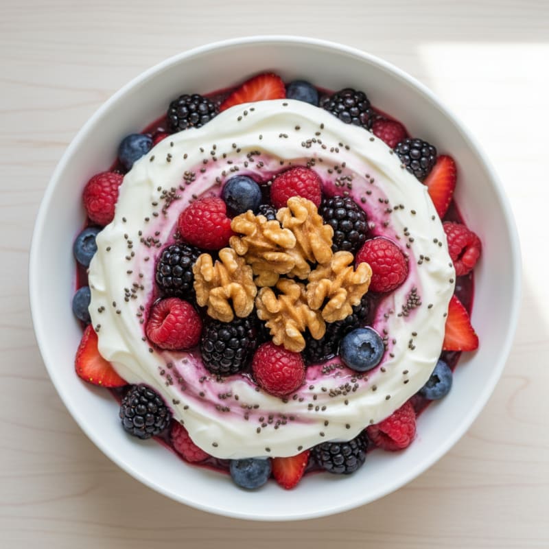 Greek Yogurt Protein Parfait with Mixed Berries