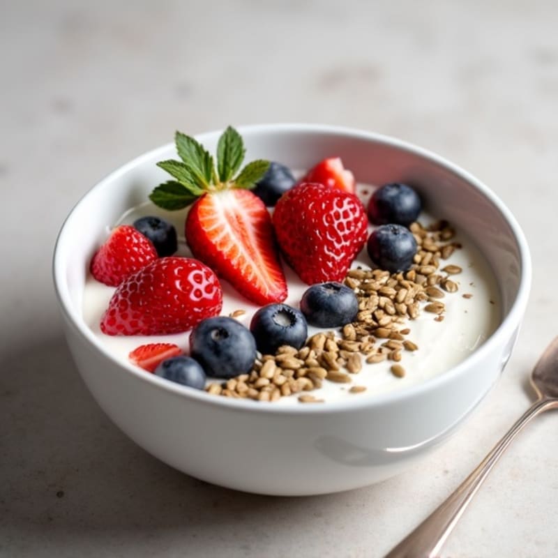 Creamy Yogurt Bowl with Fresh Berries and Crunchy Seeds