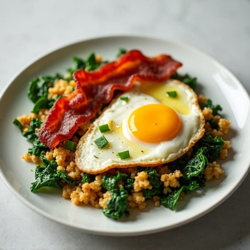 Cottage Cheese Scramble with Spinach and Turkey Bacon