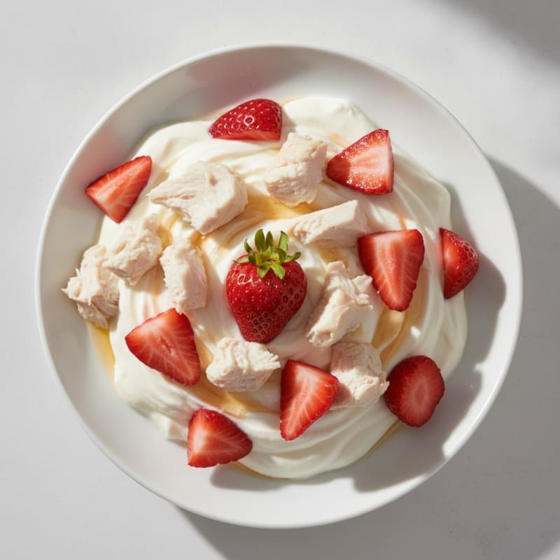 Silky Protein Yogurt with Chopped Chicken and Berries
