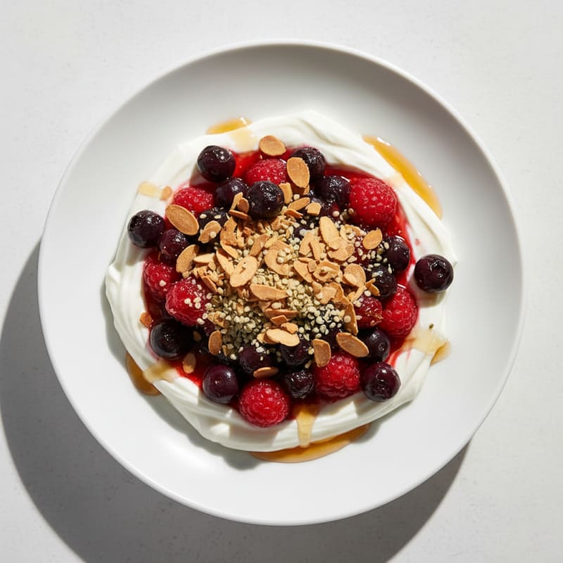 Creamy Greek Yogurt with Mixed Berries and Protein Crunch