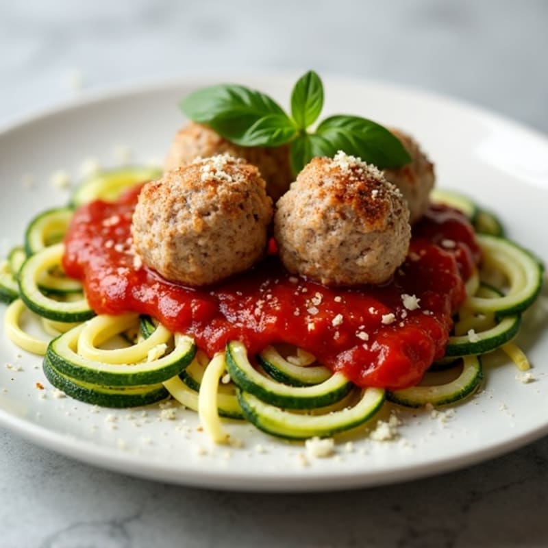 Lean Turkey Meatballs with Fresh Marinara and Zucchini Noodles