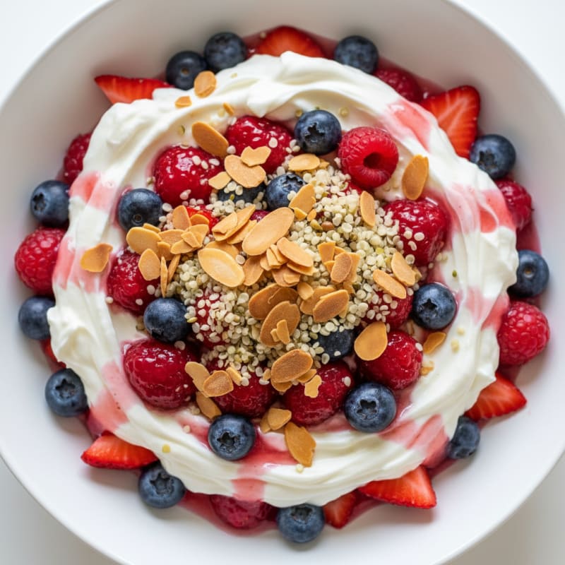Silky Greek Yogurt Protein Parfait with Mixed Berries