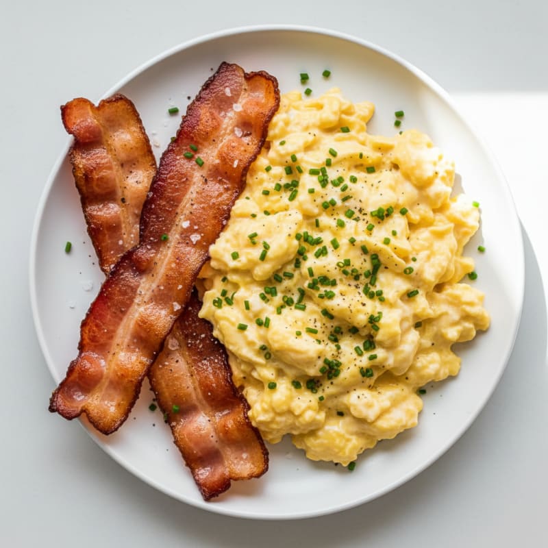 Creamy Scrambled Eggs with Crispy Bacon