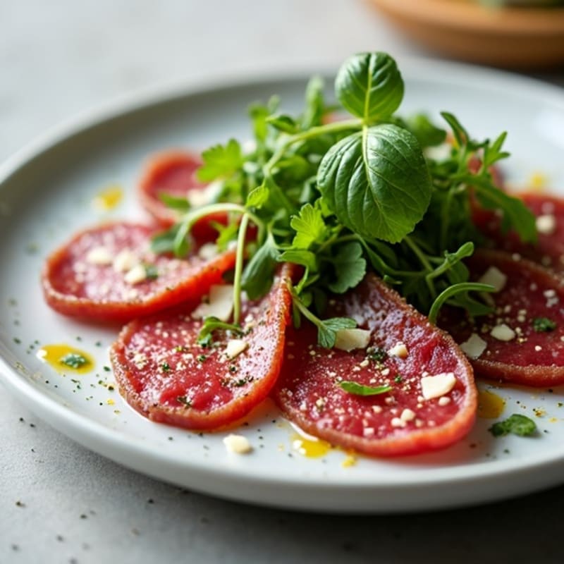 Herb-Crusted Beef Carpaccio with Arugula
