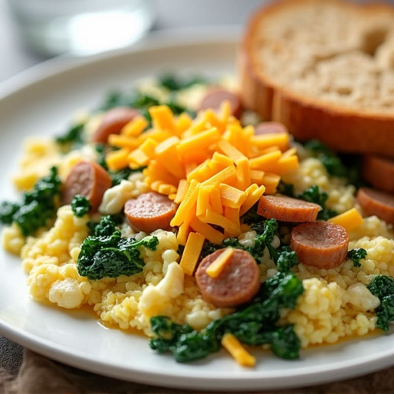 Egg White and Turkey Sausage Scramble with Spinach