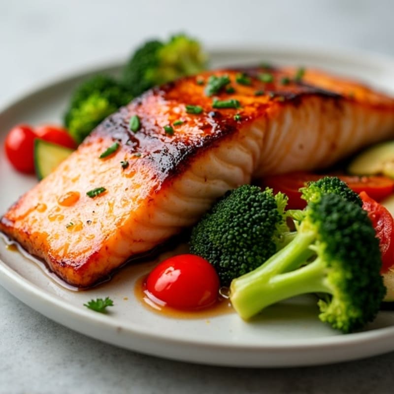 Healthy Teriyaki Glazed Salmon with Roasted Vegetables