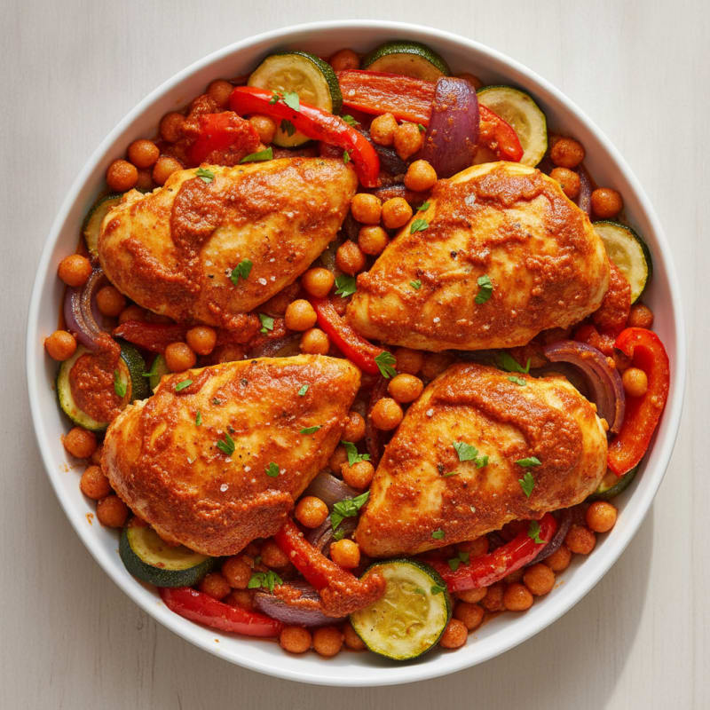 Spicy Harissa Chicken with Roasted Vegetables
