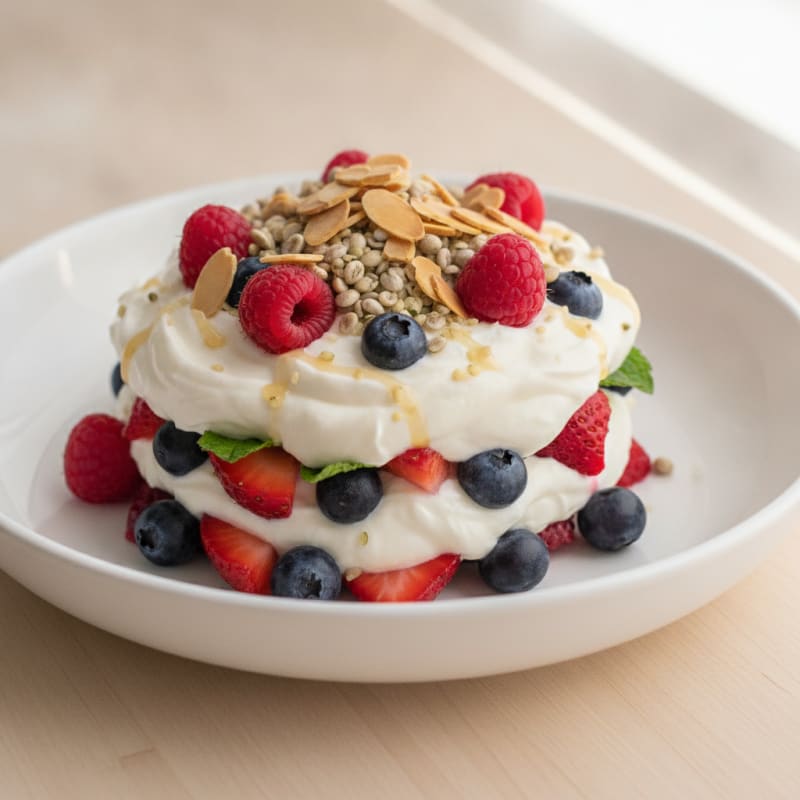 Greek Yogurt Protein Parfait with Mixed Berries