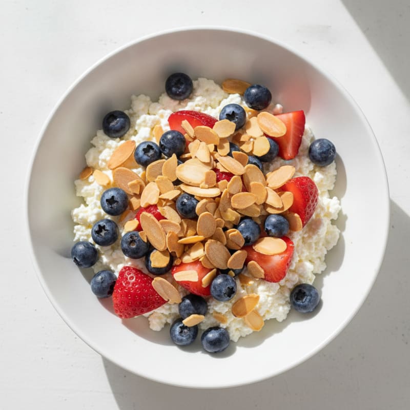 Cottage Cheese with Mixed Berries and Toasted Almonds