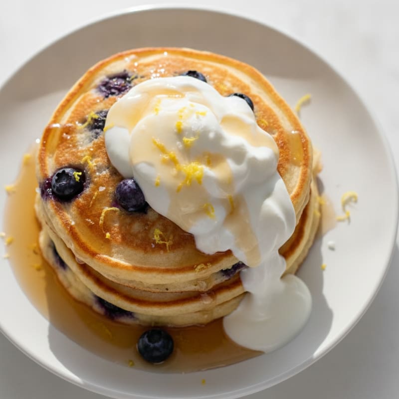 Blueberry Ricotta Pancakes with Lemon Zest