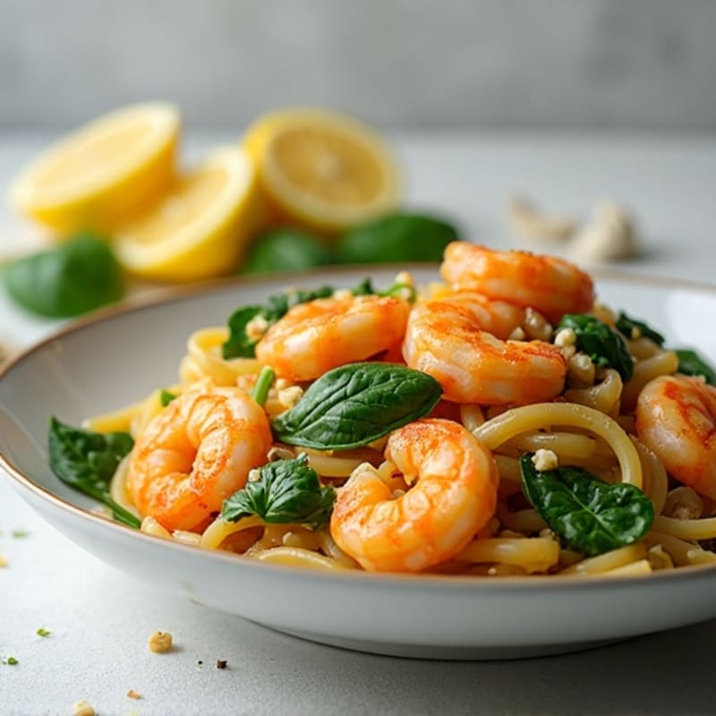 Lemon Garlic Prawn Pasta with Fresh Spinach
