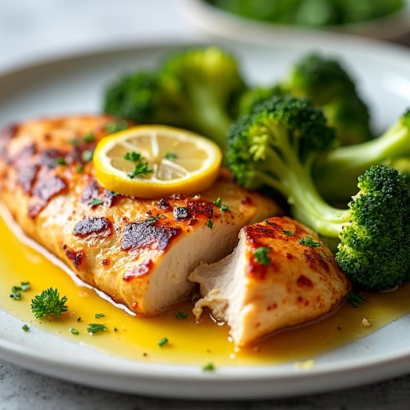 Seared Chicken Breast with Roasted Broccoli and Lemon Zest