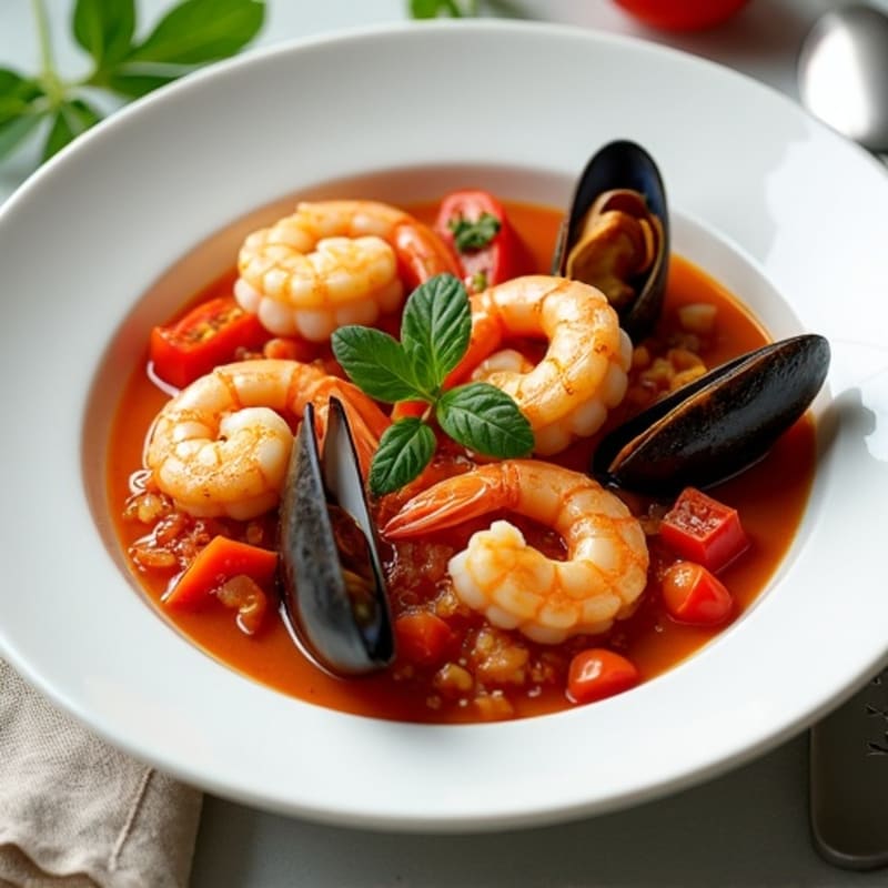 Herb-Garlic Seafood Cioppino with Fresh Tomatoes