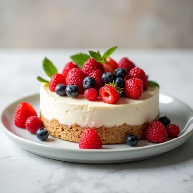 Greek Yogurt Protein Cheesecake with Fresh Berries