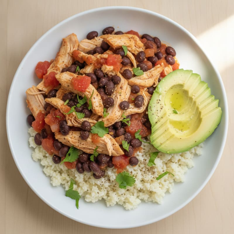 Shredded Chicken and Black Bean Bowl