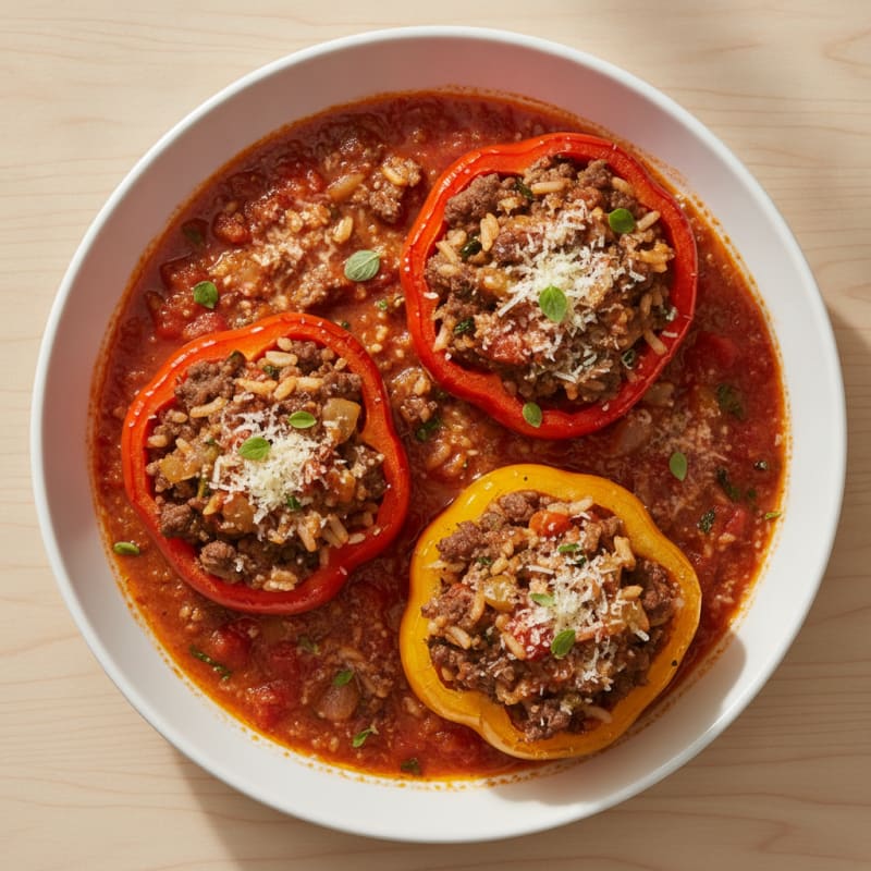 Beef and Rice Stuffed Bell Peppers