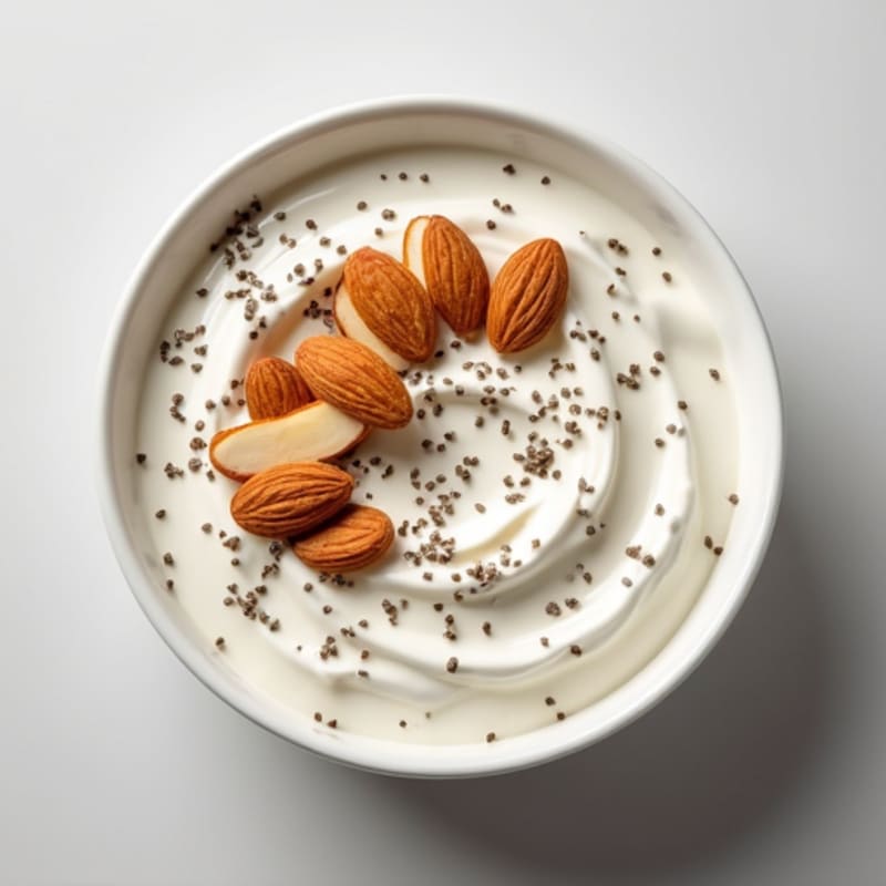 Greek Yogurt with Sliced Almonds and Chia Seeds