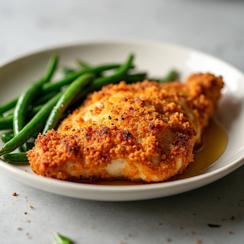 Crispy Baked Buttermilk Chicken with Roasted Green Beans