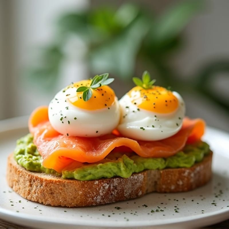 Smashed Avocado Toast with Poached Eggs and Smoked Salmon