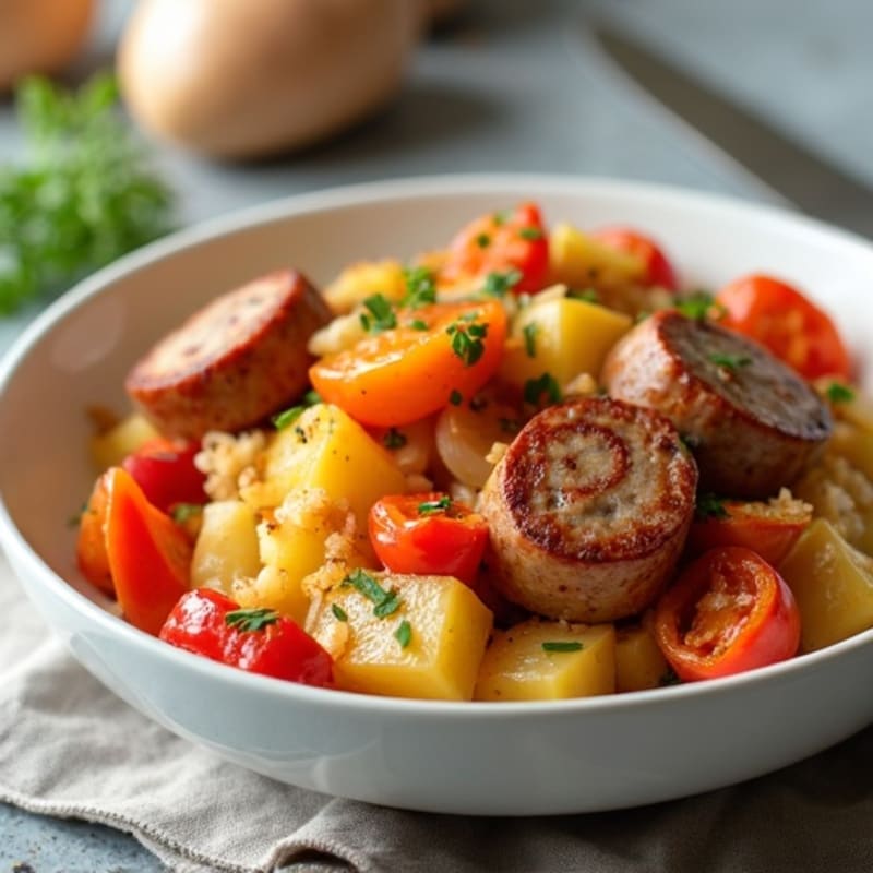 Hearty Lean Sausage and Roasted Potato Casserole with Bell Peppers
