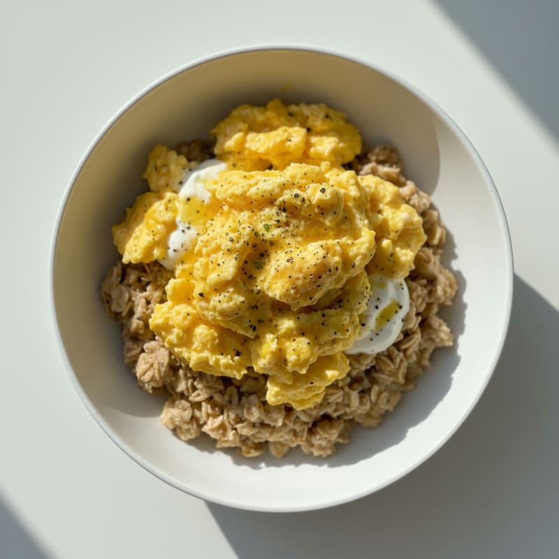 Creamy Golden Scrambled Eggs with Oatmeal