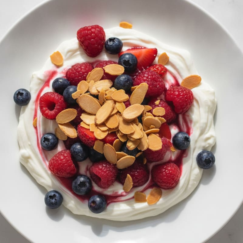 Greek Yogurt Protein Parfait with Berries and Almonds