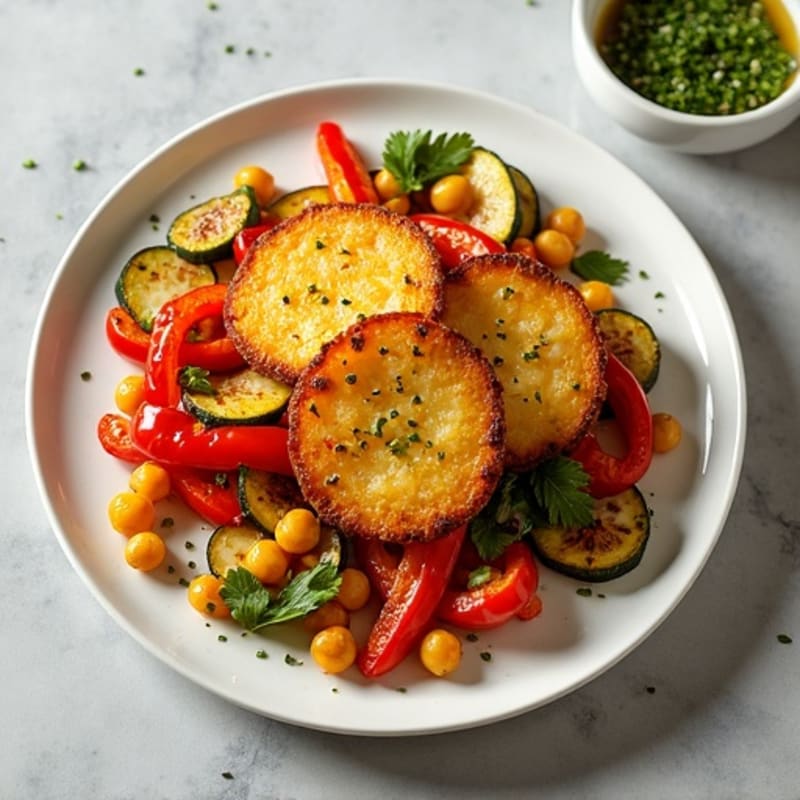 Crispy Pan-Seared Halloumi with Roasted Vegetables