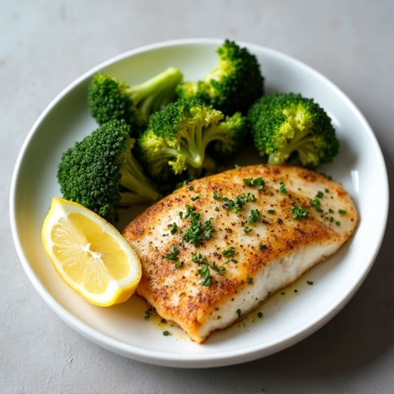 Herb-Crusted Pan Seared Tilapia with Roasted Broccoli
