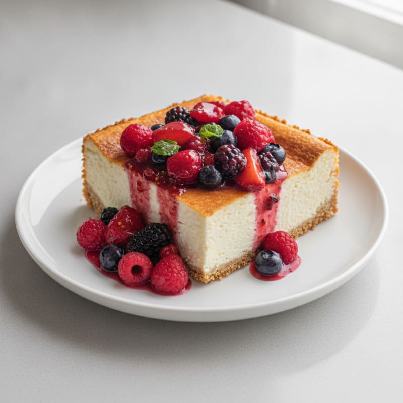 Cottage Cheese Protein Cheesecake with Mixed Berries