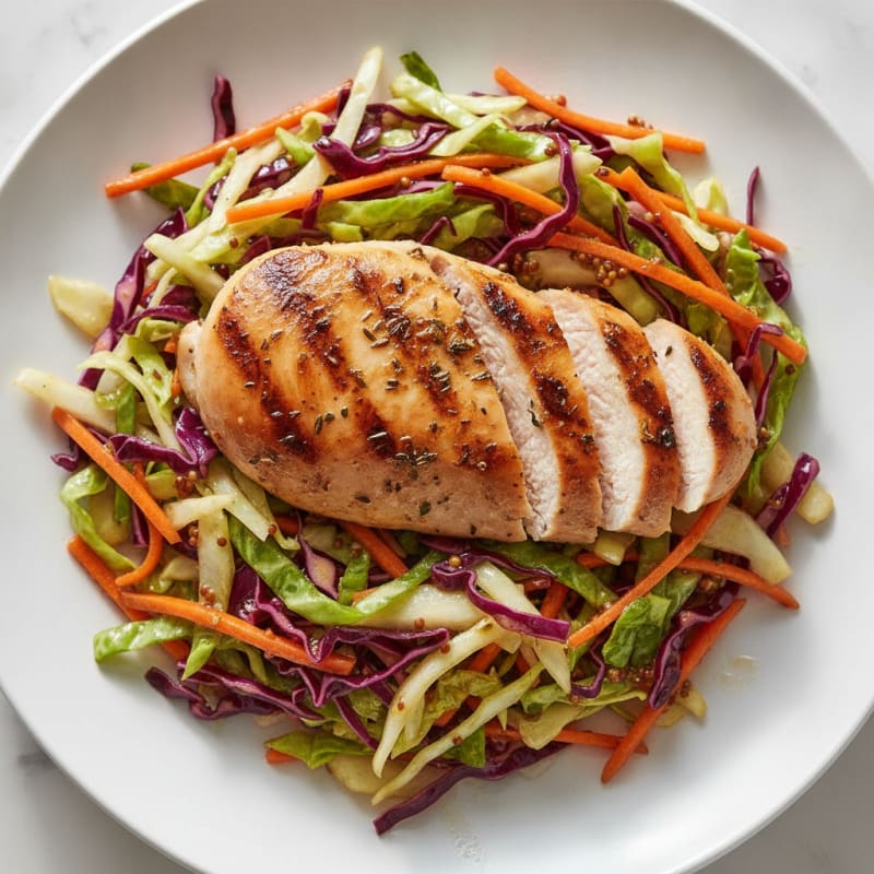 Grilled Chicken Breast with Crunchy Cabbage Slaw