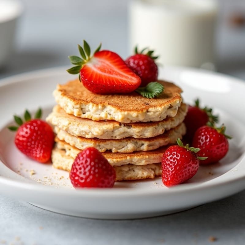 Baked Strawberry Protein Oat Cakes with Light Vanilla Cream