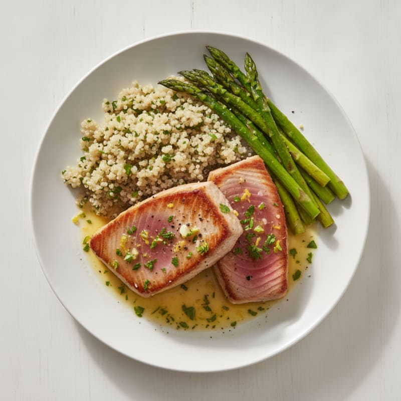 Pan-Seared Tuna with Lemon-Herb Sauce