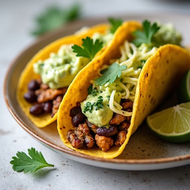 Spicy Garlic-Lime Shiitake Mushroom Tacos with Creamy Avocado Slaw