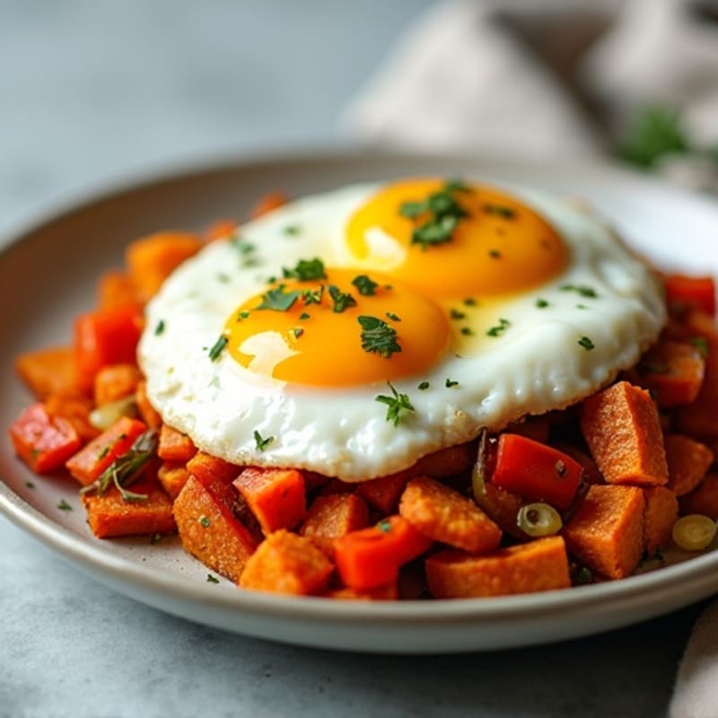Crispy Sweet Potato Hash with Sunny Eggs