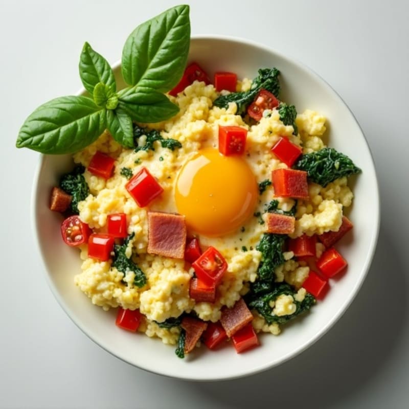 Egg White Scramble with Spinach and Turkey Bacon