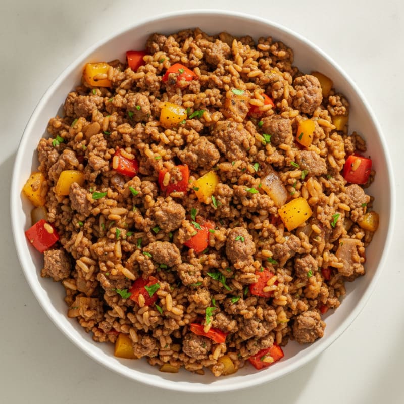 Zesty Ground Beef and Brown Rice Skillet