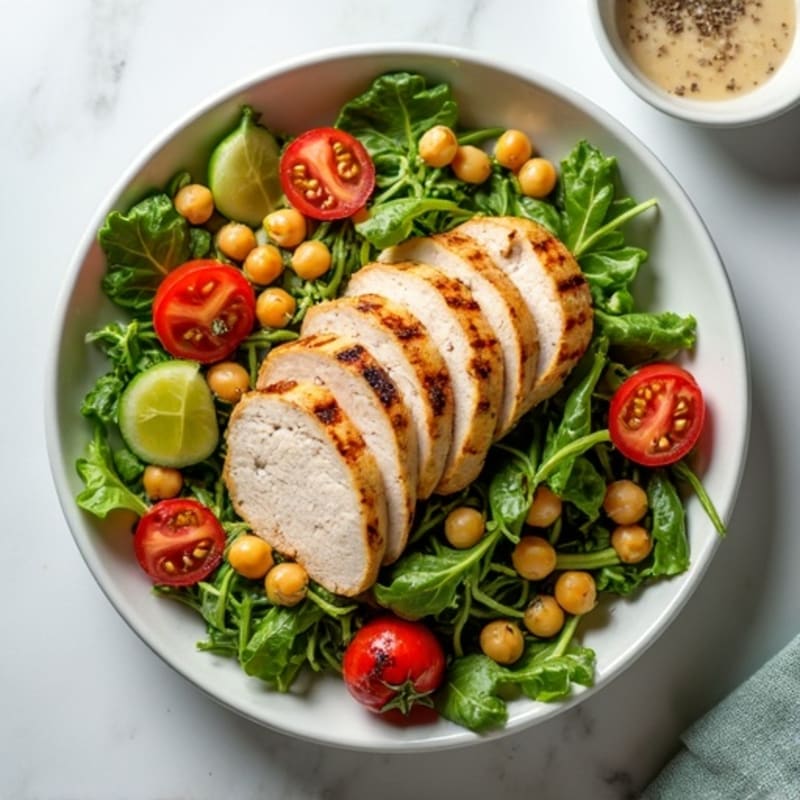 Grilled Turkey Breast Salad with Chickpeas and Lemon Vinaigrette