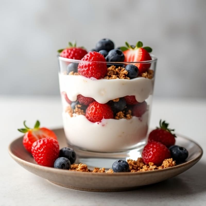 Greek Yogurt Parfait with Mixed Berries and Protein Granola