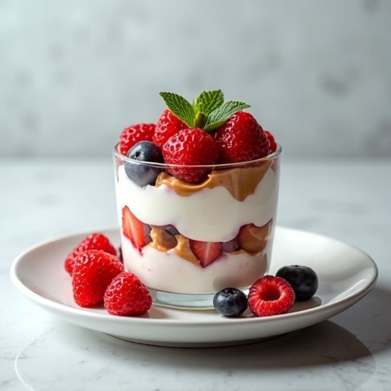 Greek Yogurt Protein Parfait with Almond Butter and Berries