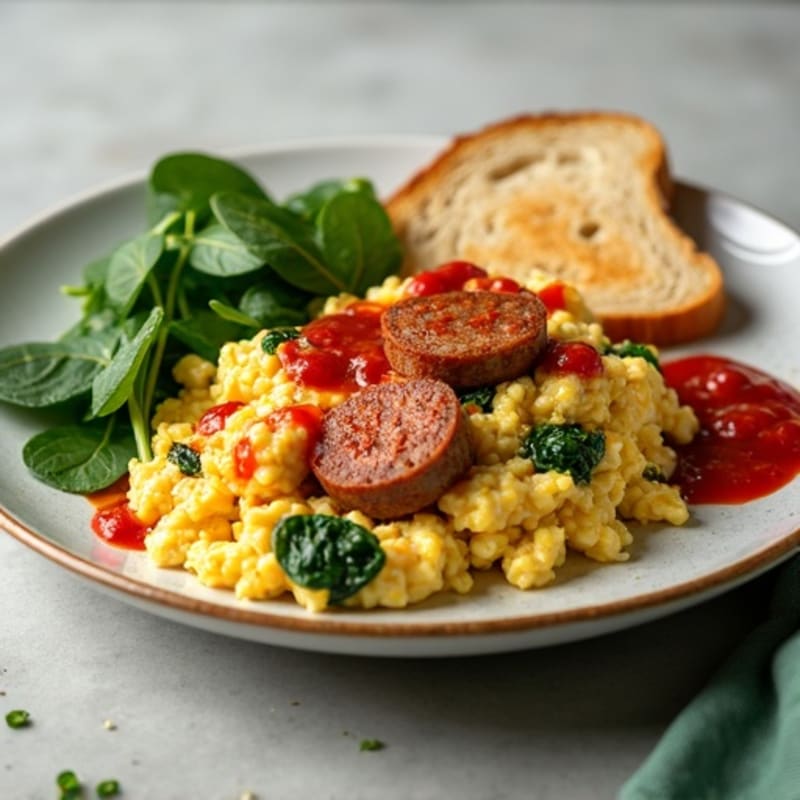 Egg White and Turkey Sausage Scramble with Spinach
